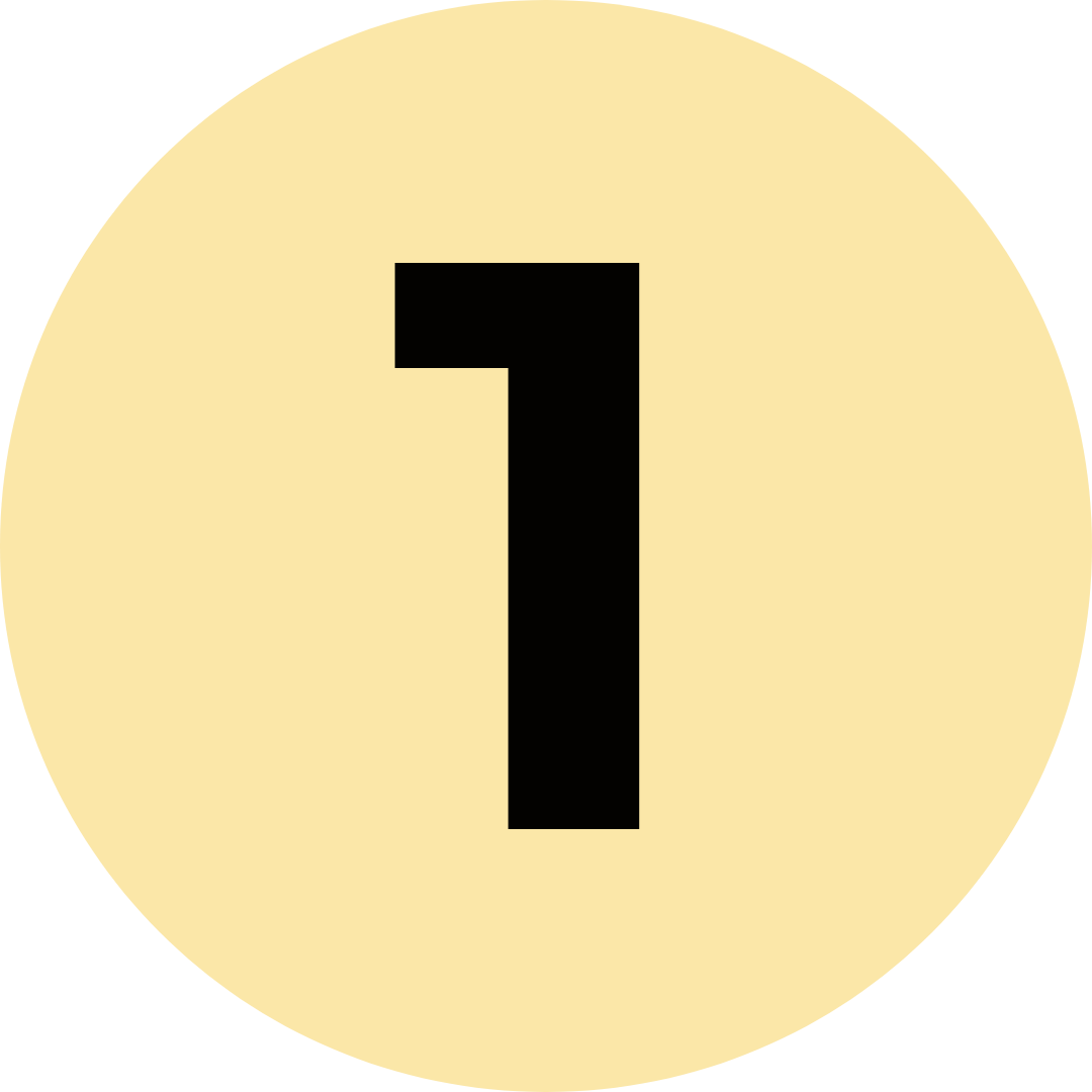 Black number '1' on a beige circle