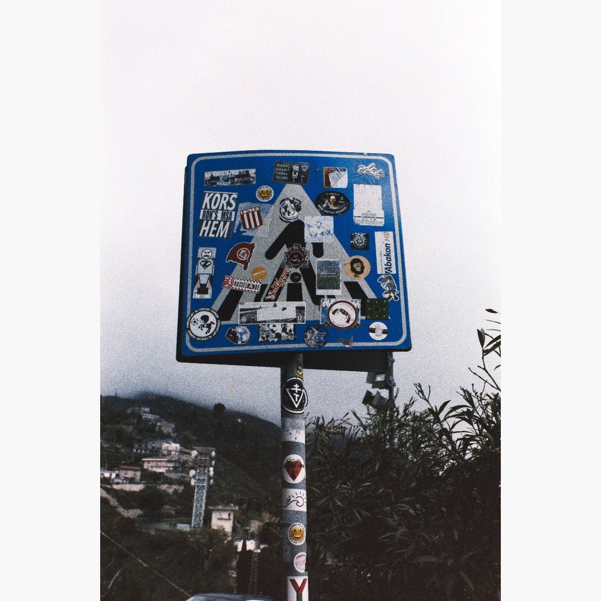 sign with stickers - photographic sample from Colour Film (C41) Developing service