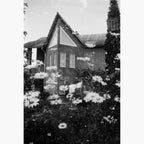 double exposure of flowers and a house - Foma Fomapan Classic 100 ISO medium format black and white film example image