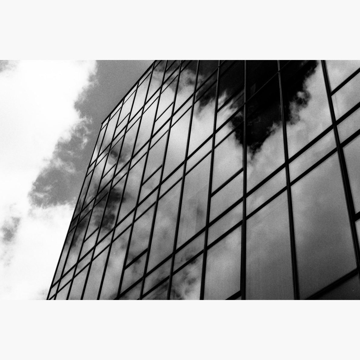 Side of a glass building - Foma Fomapan Classic 100 ISO 35mm black and white film example image