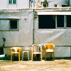 four plastic chairs - Harman Phoenix 200 ISO medium format colour negative film example image